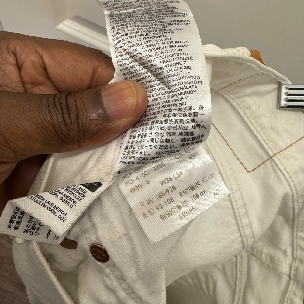 Levis 501 Original Fit 100% Cotton Jeans White - Picture 6 of 11